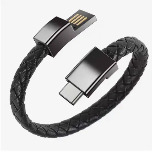 Chargelet USB-C Charging Bracelet, shown with its USB-A and USB-C connectors
